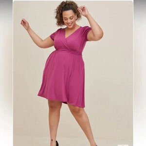 NWT!! Torrid - Mini Studio Knit Surplice Dress - Size 0 - L/12 - Pink!!